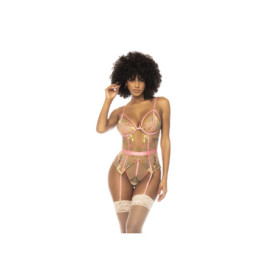 Body guépière avec dentelle brodée florale Sydney, porte jarretelles réglables et détachables 